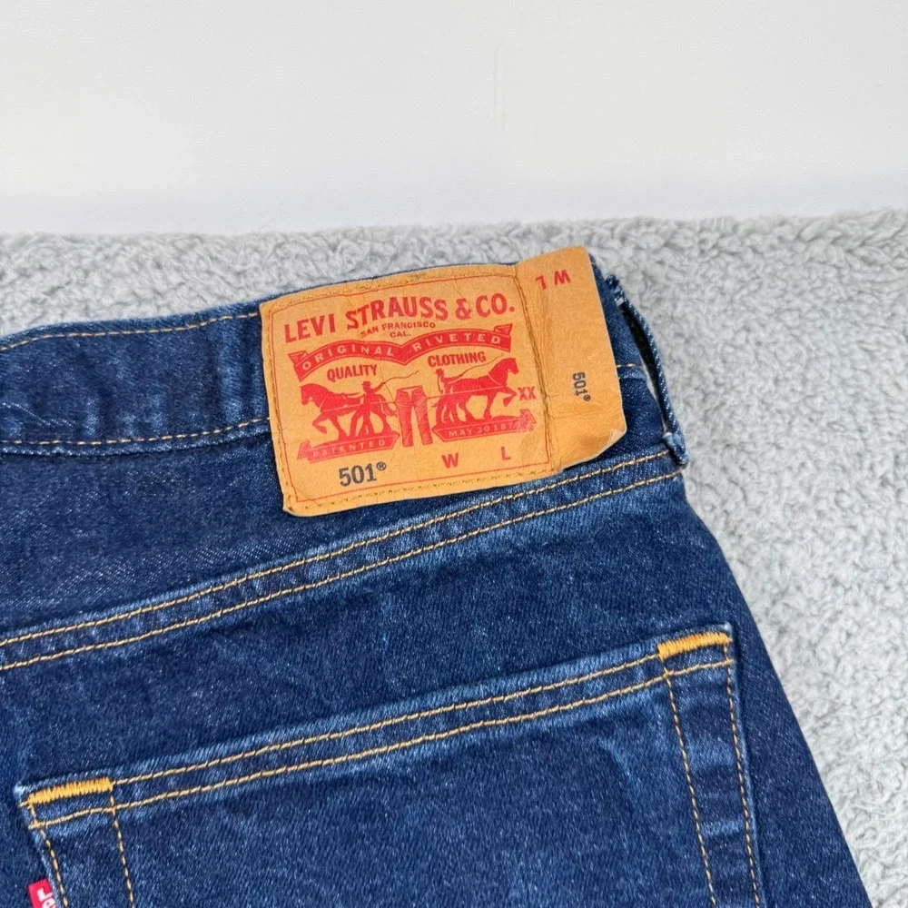 Levis 501 Original Mens Dark Wash Straight Leg Button Fly‎ Jeans W34 L34